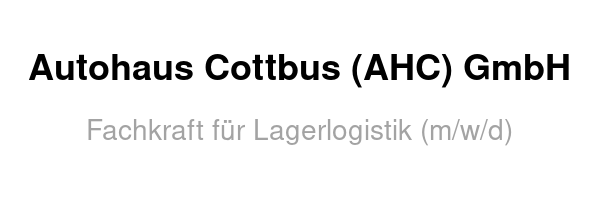 Fachkraft für Lagerlogistik (m/w/d)